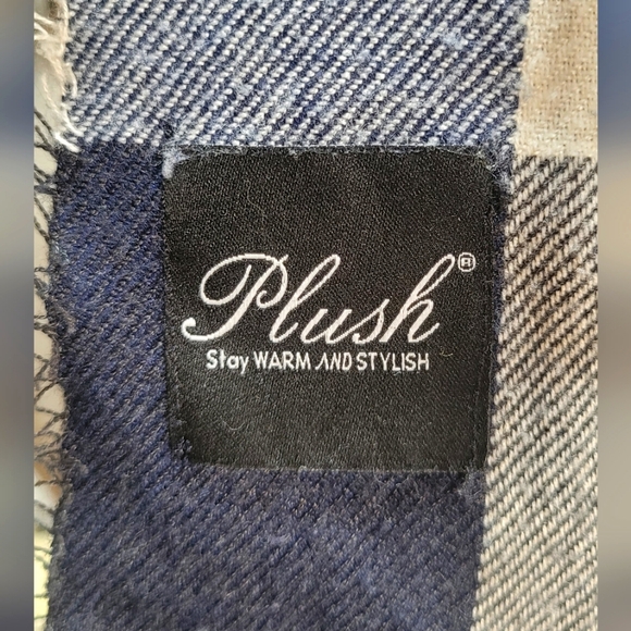 Plush Scarf - Blue Plaid - Picture 2 of 4